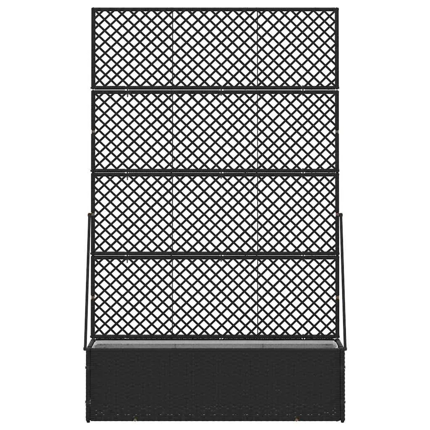 Schwarzer vidaXL Pflanzkübel aus Metall, 105x30x170cm, mit Rankgitter für Garten und Balkon.
