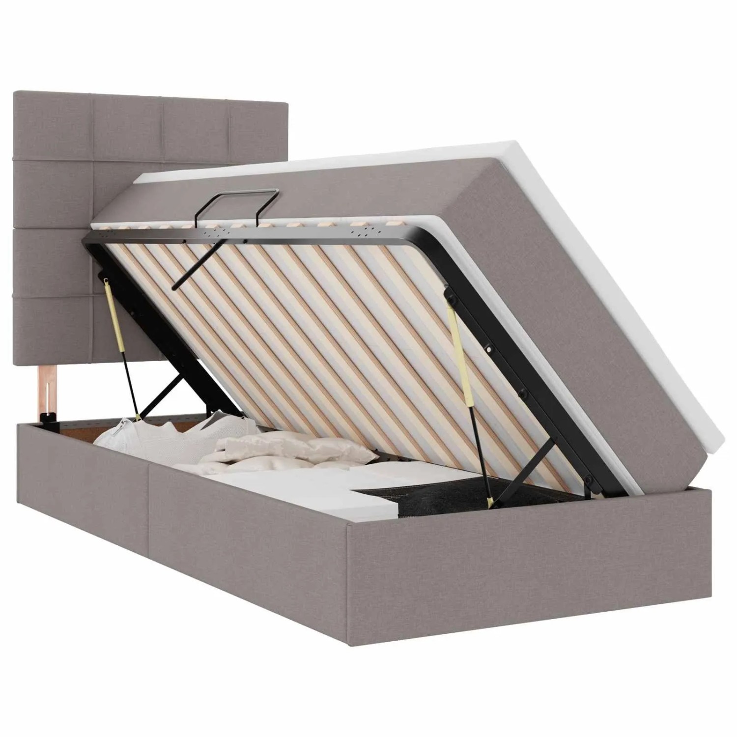 vidaXL Aufbewahrungsbett mit Matratze Taupe 90 x 200 cm Polyester 3371757