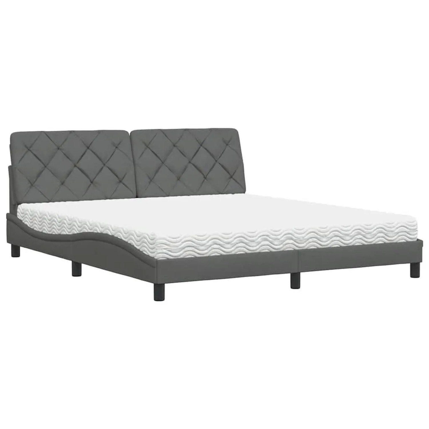 vidaXL Bett mit Matratze Dunkelgrau 180x200 cm Stoff 3310756