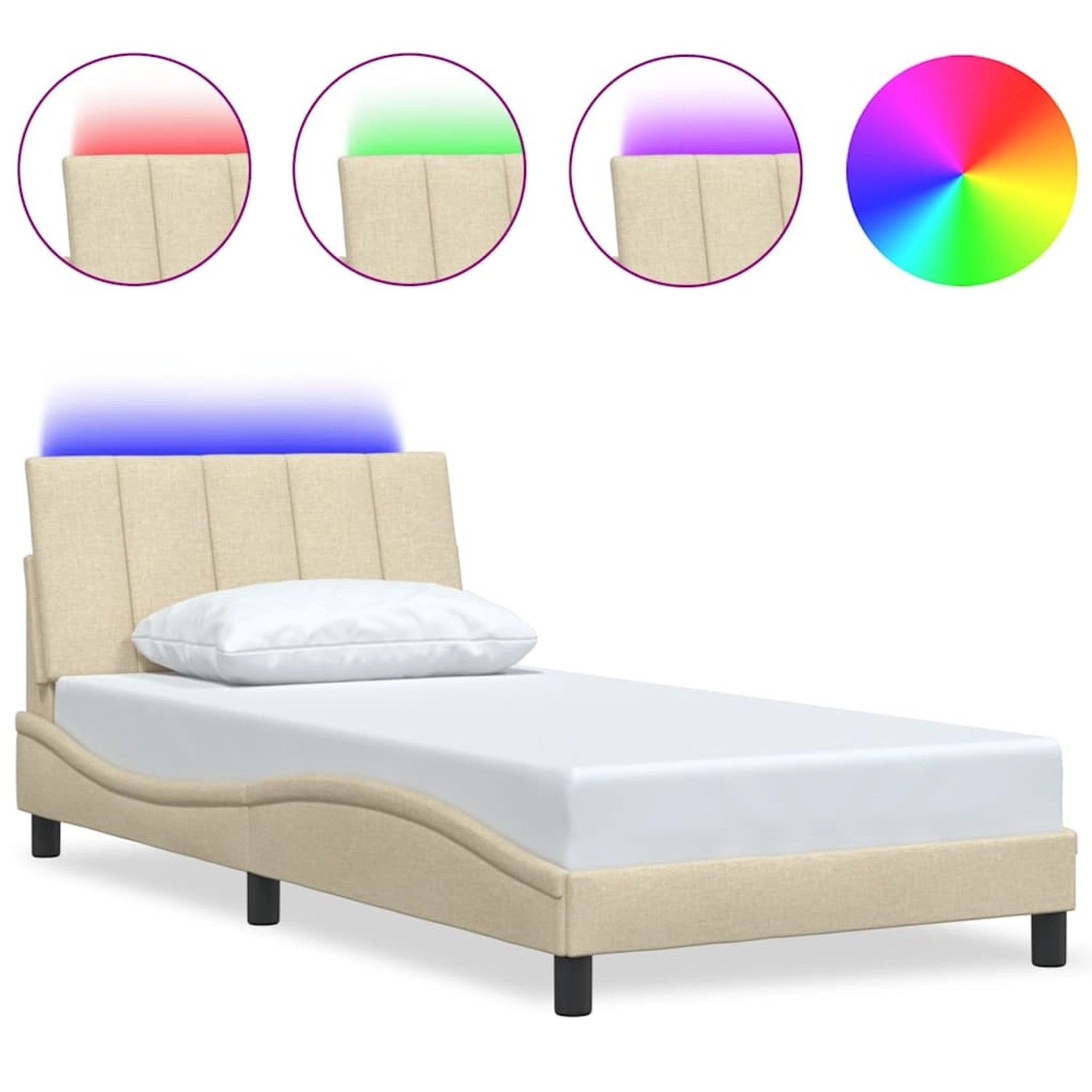 vidaXL Bettgestell ohne Matratze Hanko Creme 100x200 cm Stoff 3310445 günstig online kaufen
