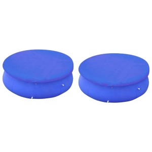 Zwei blaue Poolabdeckungen für runde Aufstellpools (450-457 cm) im Set.