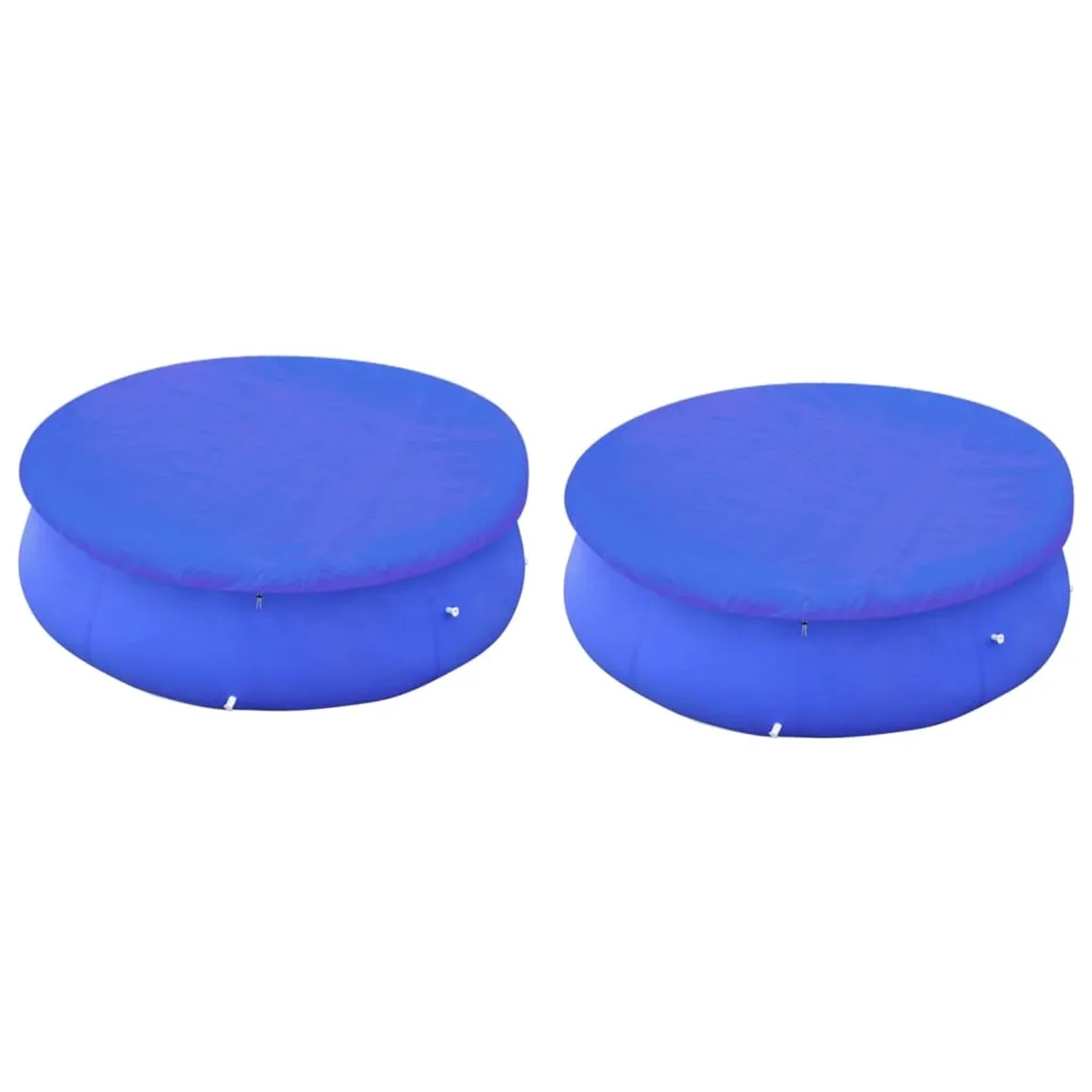 Zwei blaue Poolabdeckungen für runde Aufstellpools (450-457 cm) im Set.