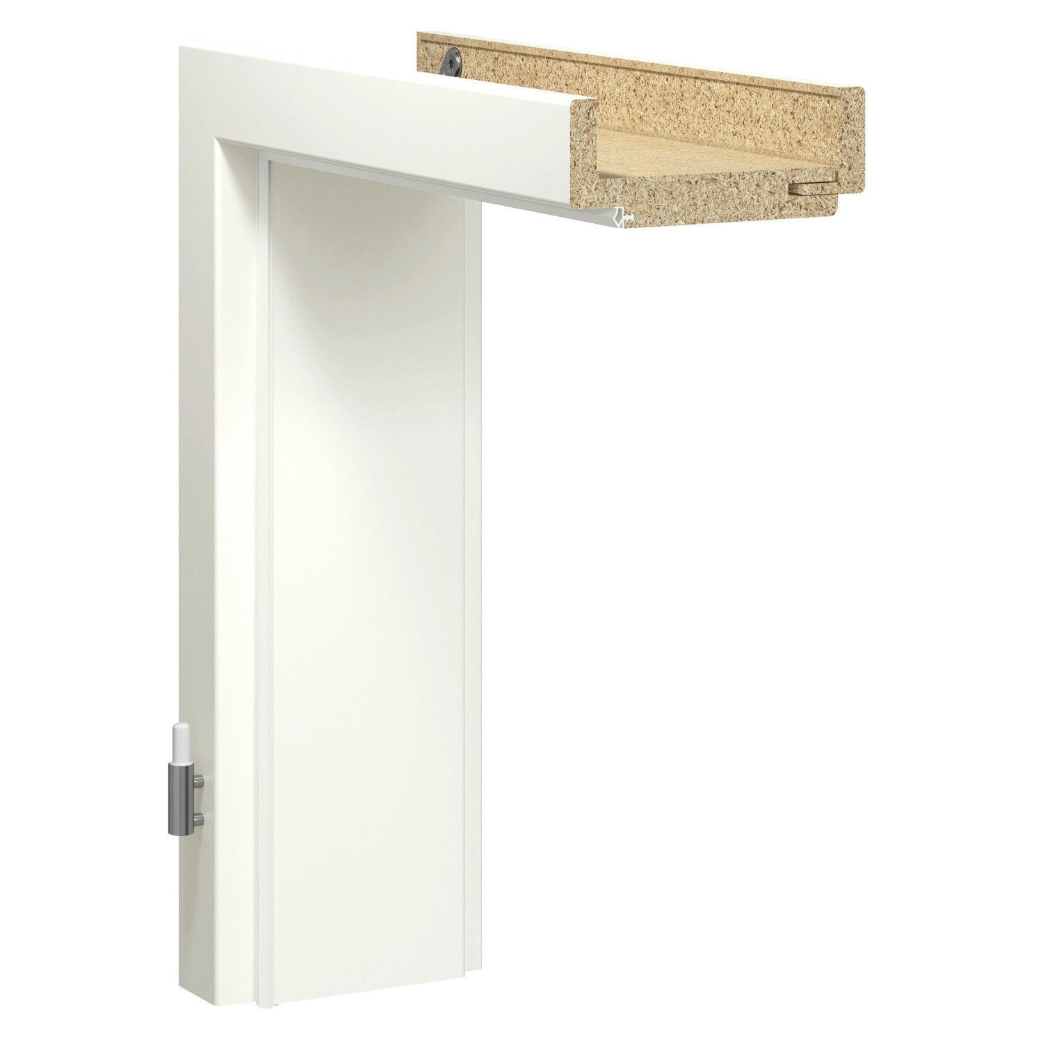 GetaDoor Zarge Brillant Soft Siraweiß 198,5 cm x 86 cm x 10 cm DIN Rechts