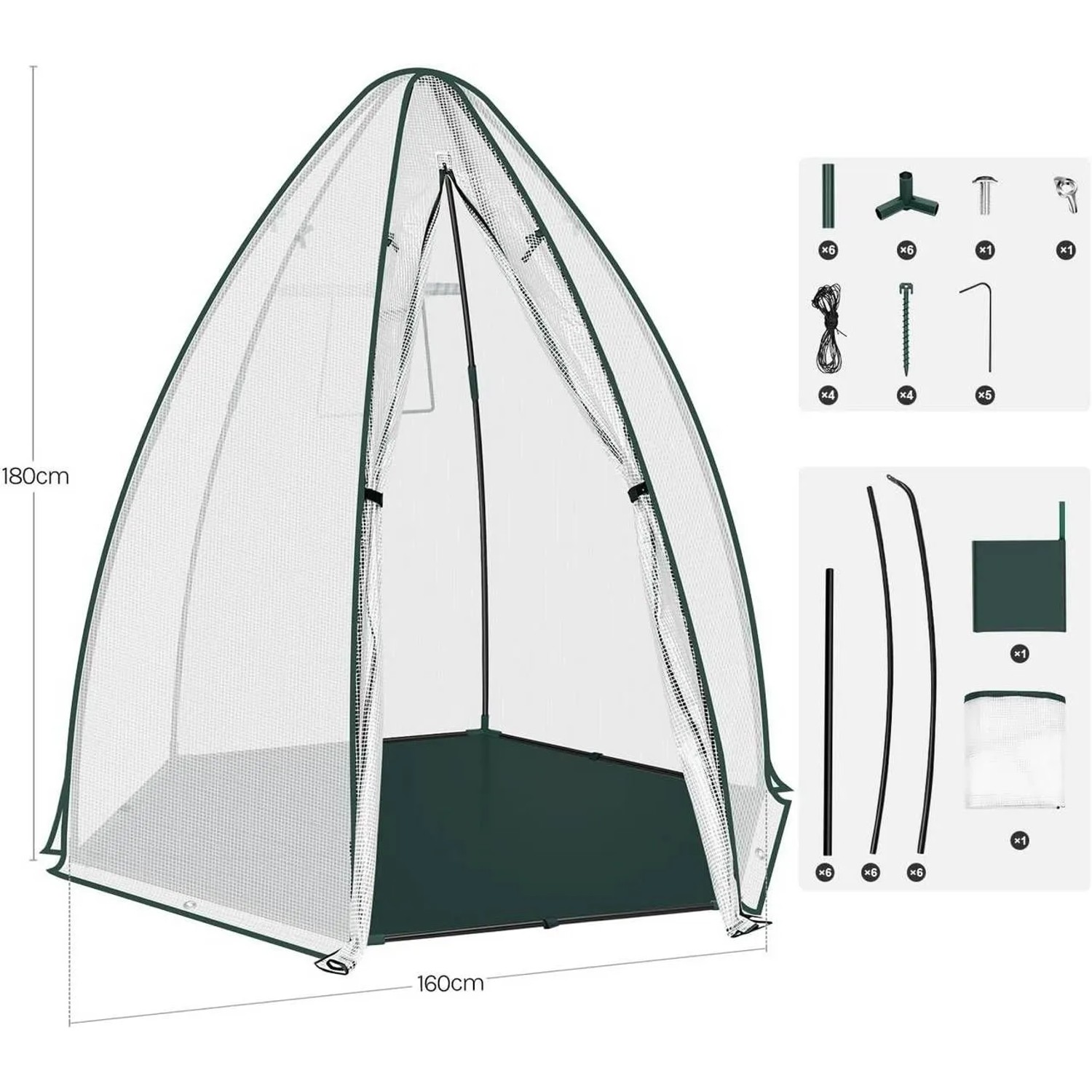 WOLTU Gewächshaus PE Halbtransparentes Pflanzenhaus Winterschutz 160x180cm Weiß_3