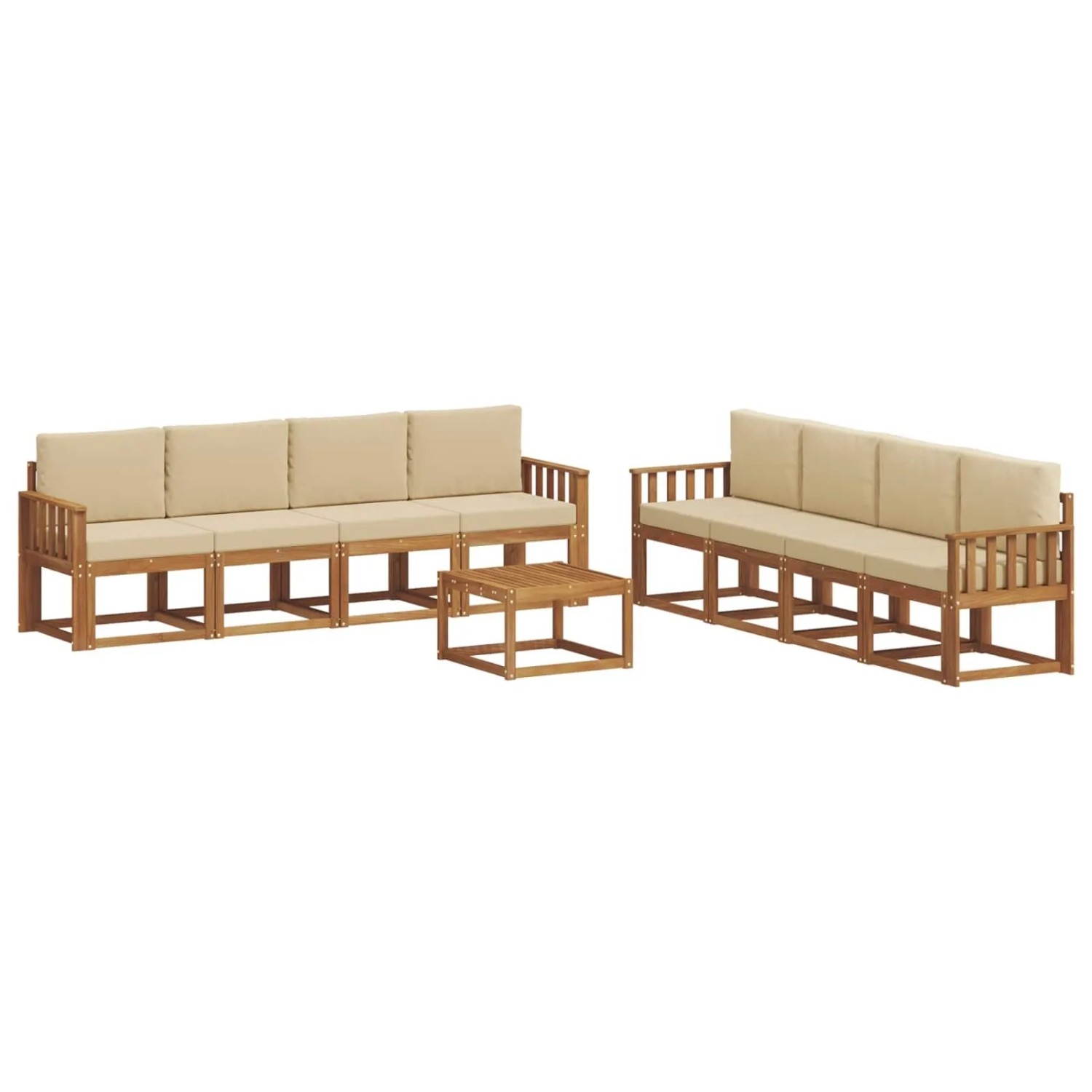 vidaXL Outdoor-Sofagarnitur 9 Stk Natur und Beige Massivholz Akazie 3366181