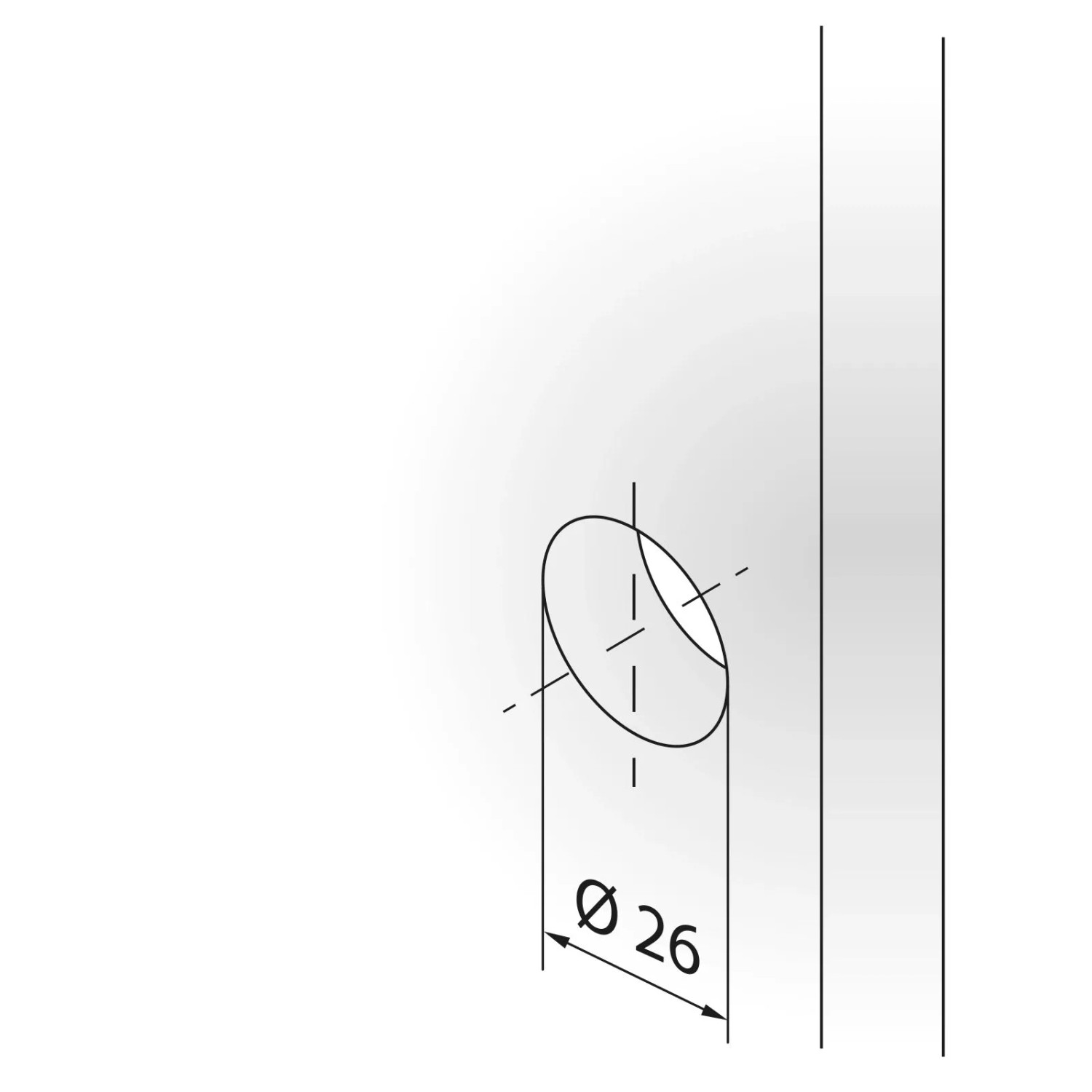 Bohrloch-Schema für SOTECH Push Lock Magnetschloss, Ø 26mm, für Möbel, Boot und Caravan.