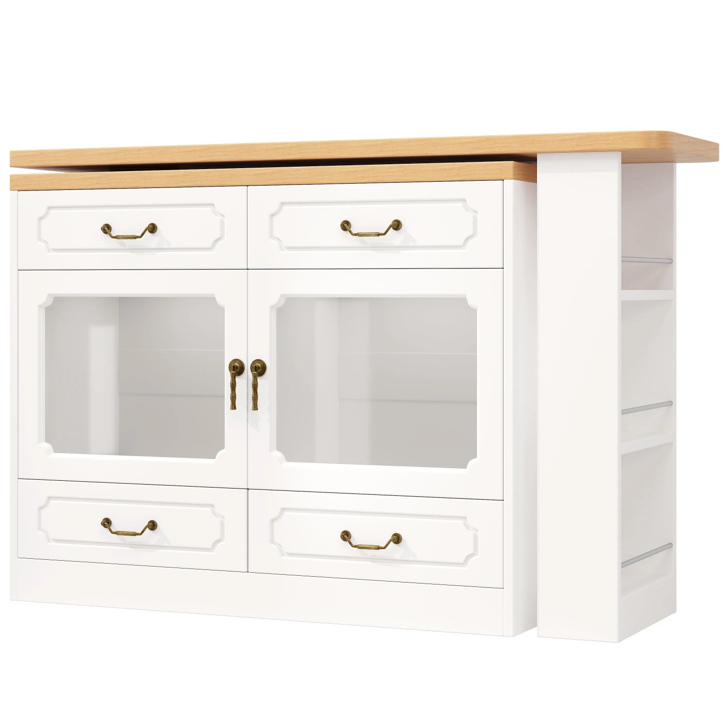 okwish Bartisch mit Ausziehbarer Funktion Wohnzimmer 203 x 39 x 92.8 cm Weiß