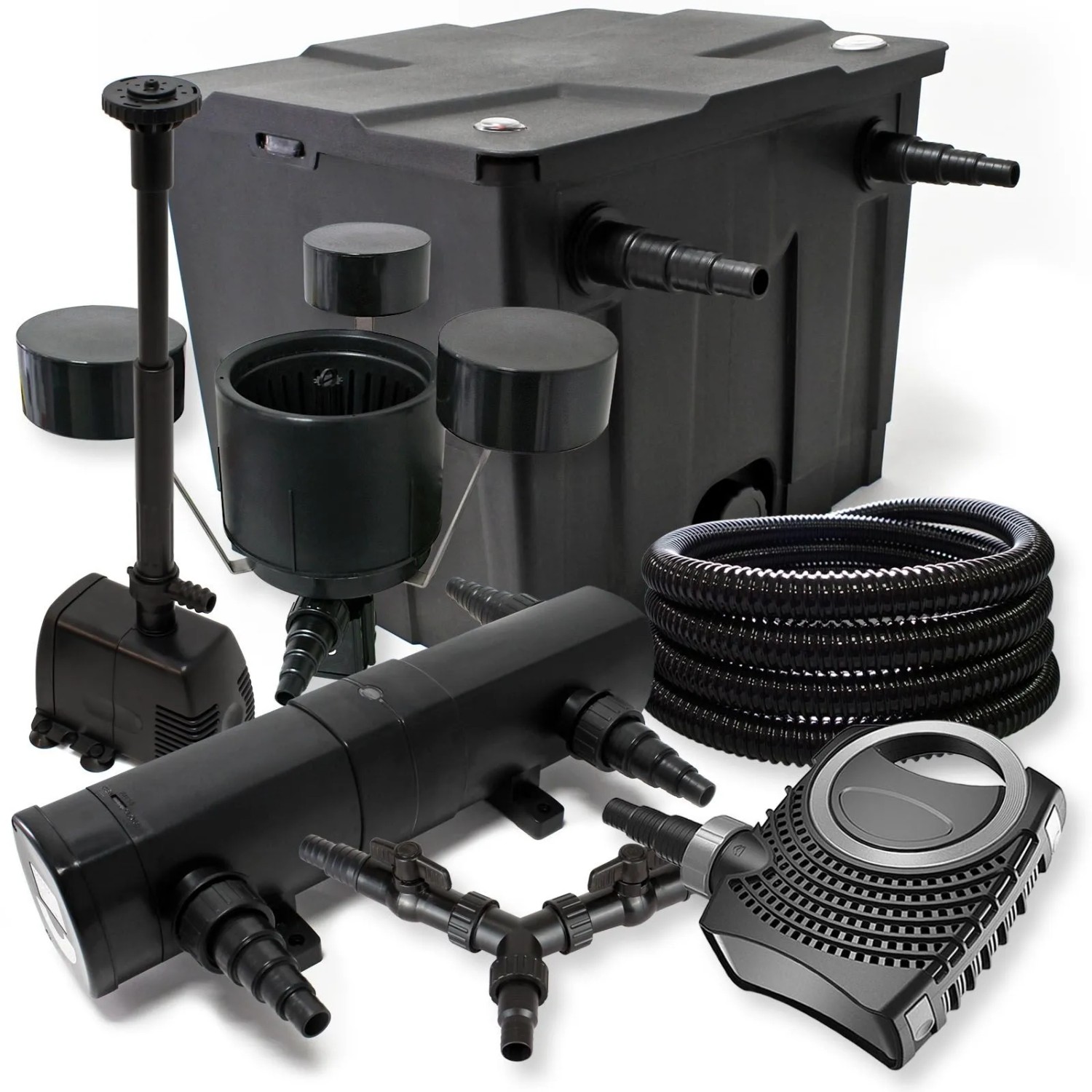 Sunsun Filterset 12000L 24W Teichklärer Neo8000 Schlauch Skimmer Csp250 Springbrunnen