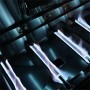 Detailaufnahme: Taino Platinum Yamara Gasgrill mit brennenden Edelstahl Brennern.