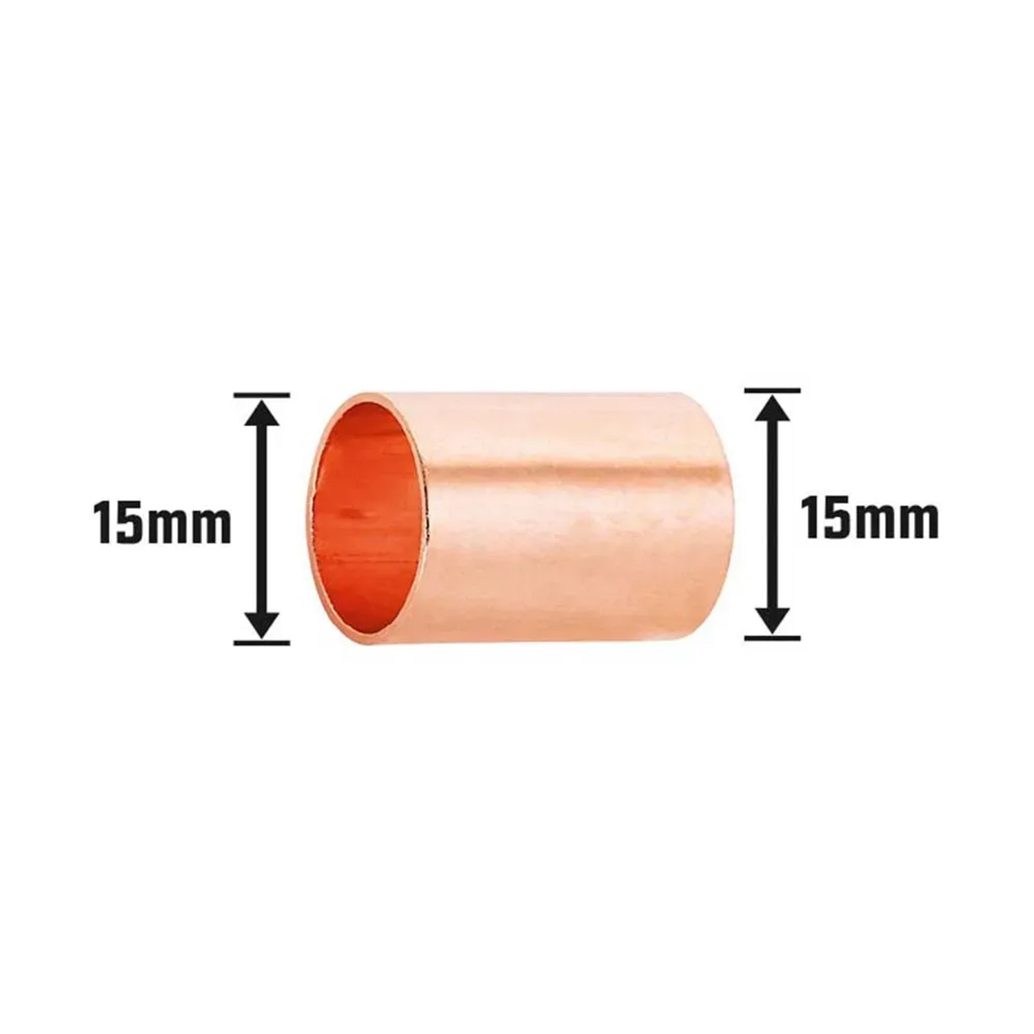 Löt-Muffe aus Kupfer, Ø 15 mm, zur Verbindung von Kupferrohren, 10 Stück.