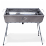 Grillpeter Mangal Set Taschkent Holzkohlegrill aus Edelstahl mit Grillrost, klappbaren Beinen und Drehspieß.