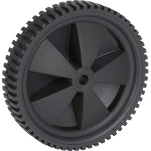 Schwarzes Leicht-Rad mit Kunststofffelge und Stollenprofil, Ø 175 mm, Traglast 35 kg.
