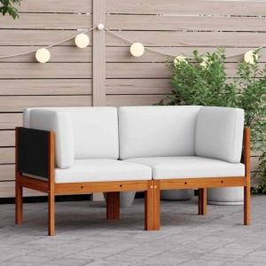 vidaXL Garten-Ecksofas 2 Tlg mit Kissen Holz Akazie & Seil 312424