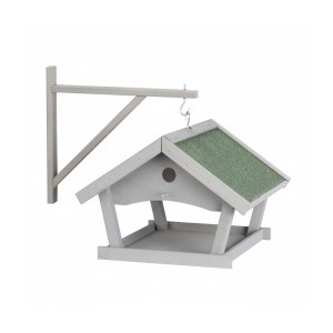 Relaxdays Vogelfutterhaus Holz Stein Grau Grün Mit Wandhalterung 45 cm x 60 cm 2,6 kg