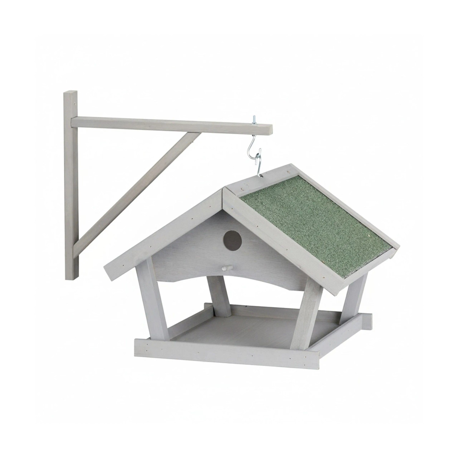 Relaxdays Vogelfutterhaus Holz Stein Grau Grün Mit Wandhalterung 45 cm x 60 cm 2,6 kg