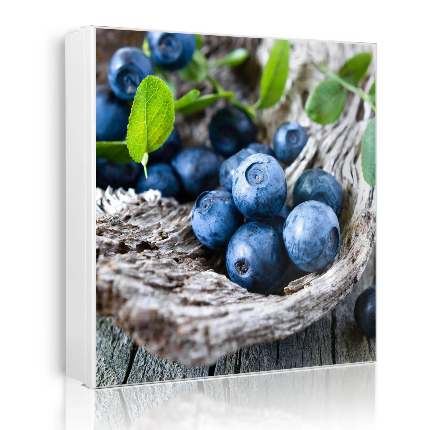 Banjado Großer Schlüsselkasten Metall 30x30cm Weiß Scharnier Rechts 50 Haken Beschreibbar Magnetisch Motiv Blaubeeren