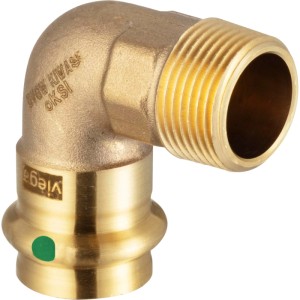 Viega Sanpress Übergangsbogen 90 Grad, 15 mm x 21,3 mm (1/2 AG), aus Siliziumbronze.