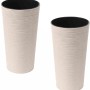 Siena Garden Pflanzsäulen Set, 2-teilig, Eco Locon, weiß, Ø 25 cm. Pflanzgefäße mit Rillenoptik.