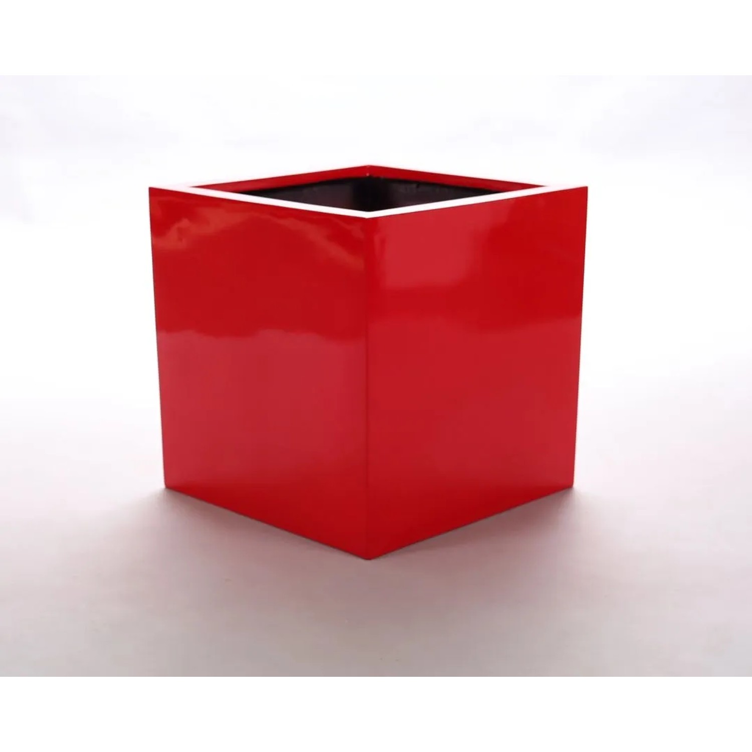 Elegant Einrichten Pflanzkübel Fiberglas Quadratisch 30x30x30cm Hochglanz-Rot