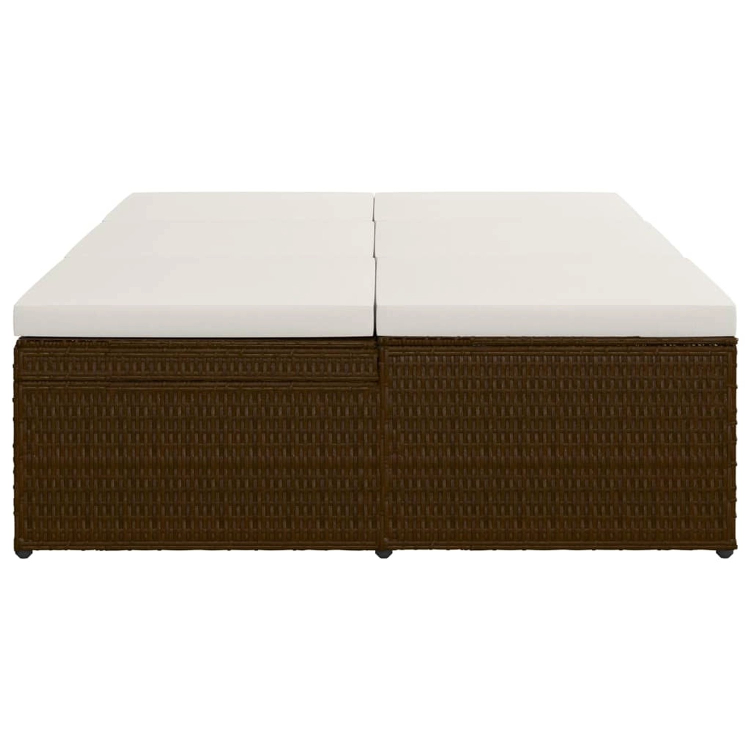 Braune vidaXL Sonnenliege aus Rattan mit cremeweißer Auflage. Ideal für Garten & Terrasse.