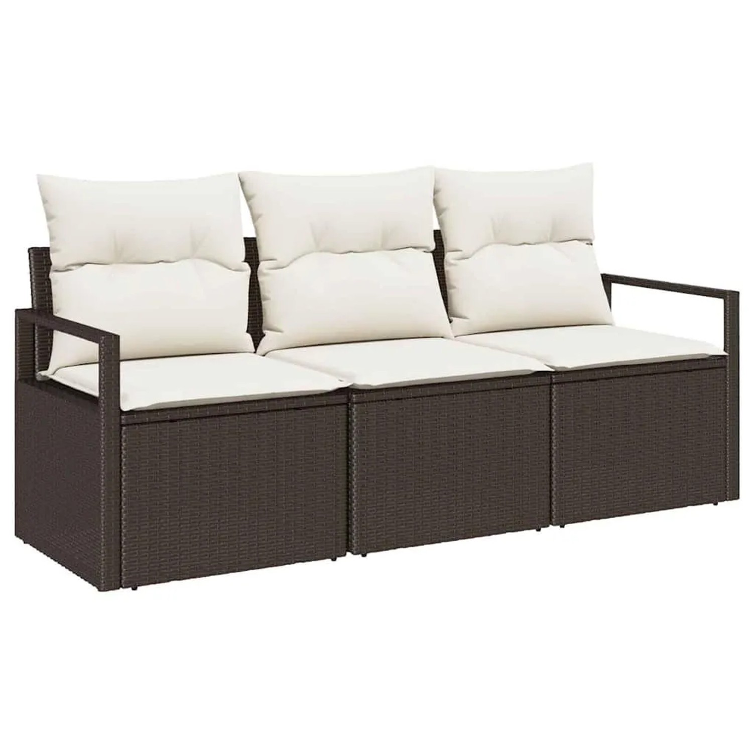 vidaXL Gartensofa-set mit Kissen 3-Tlg Braun und Weiß Poly-Rattan 3354907 günstig online kaufen