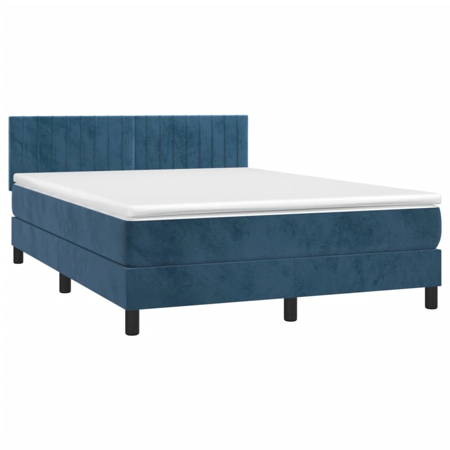 vidaXL Boxspringbett mit Matratze & LED Dunkelblau 140x190 cm Samt 3134523 günstig online kaufen