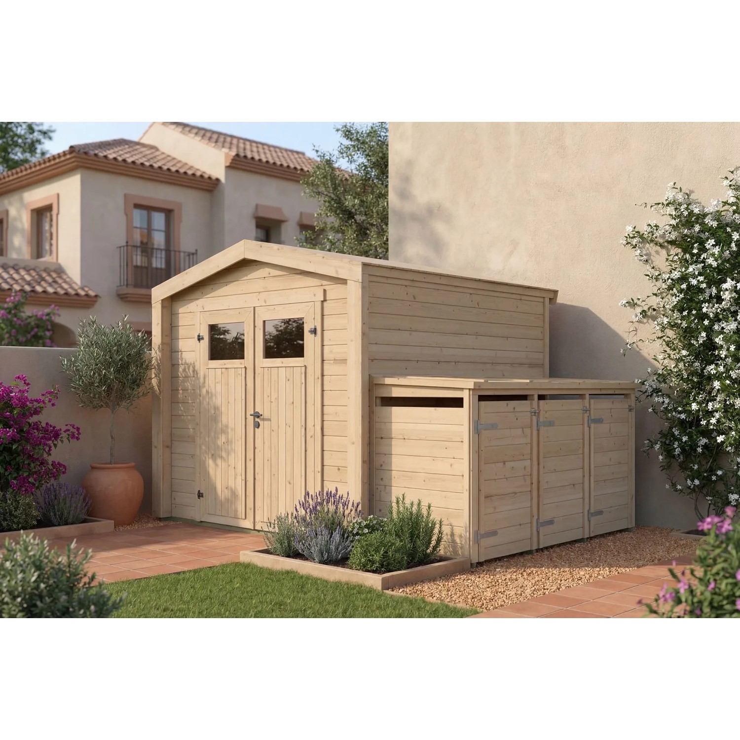 Weka Holz-Gartenhaus Killarney Satteldach Natur Unbehandelt 351 cm x 263 cm