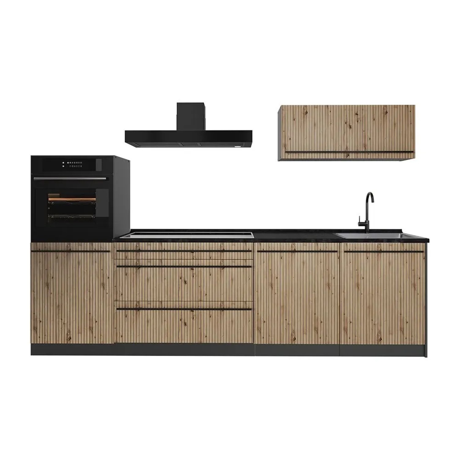 Vicco Küchenzeile R-Line Artisan-Eiche/Anthrazit 280 x 143 Arbeitsplatte Anthrazit Art Nr 67237