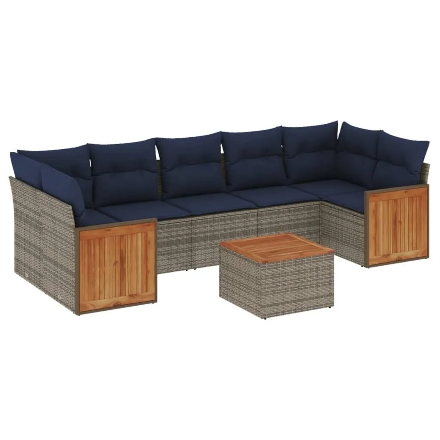 vidaXL 8-Tlg Gartensofa-Set mit Kissen Grau Polyrattan 3227496 günstig online kaufen