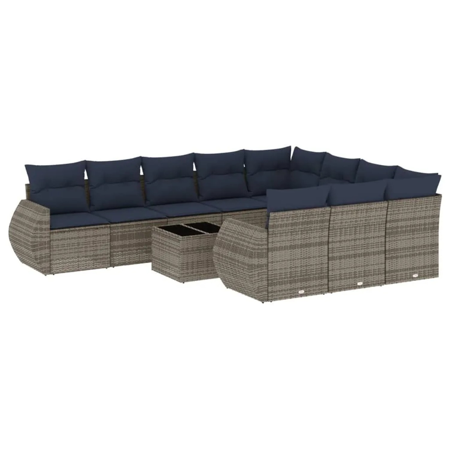 vidaXL 11-Tlg Gartensofa-Set mit Kissen Grau Polyrattan 3221900