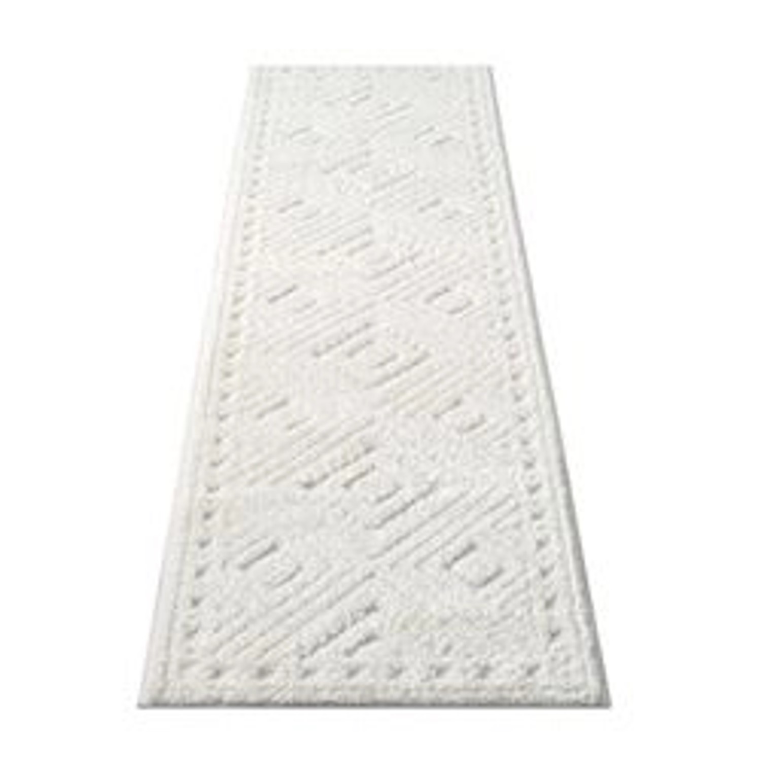 payé Teppich Nara-777 Hochflor 80x300 cm Pastell-Creme Rautenmuster günstig online kaufen