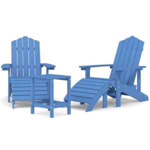 vidaXL Adirondack-Gartenstühle mit Hocker & Tisch HDPE Aquamarin 3095715