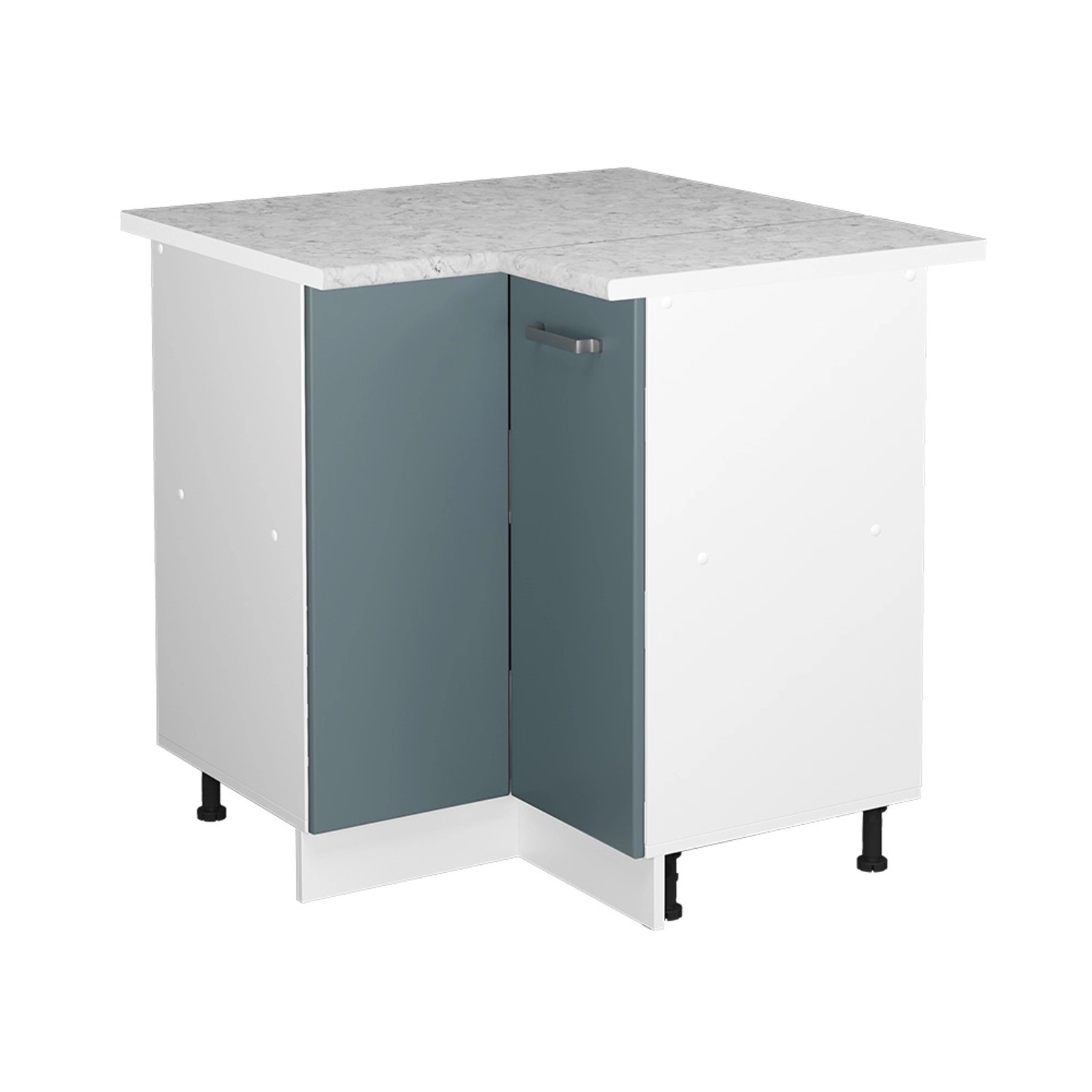 Thumbnail - Vicco Eckunterschrank R-Line Küchen Eckschrank Blau-Grau/Weiß 76 cm AP Marmor