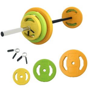 HOMCOM Hantelset, 20kg, mit farbigen Gewichtsscheiben und Hantelstange für dein Krafttraining.