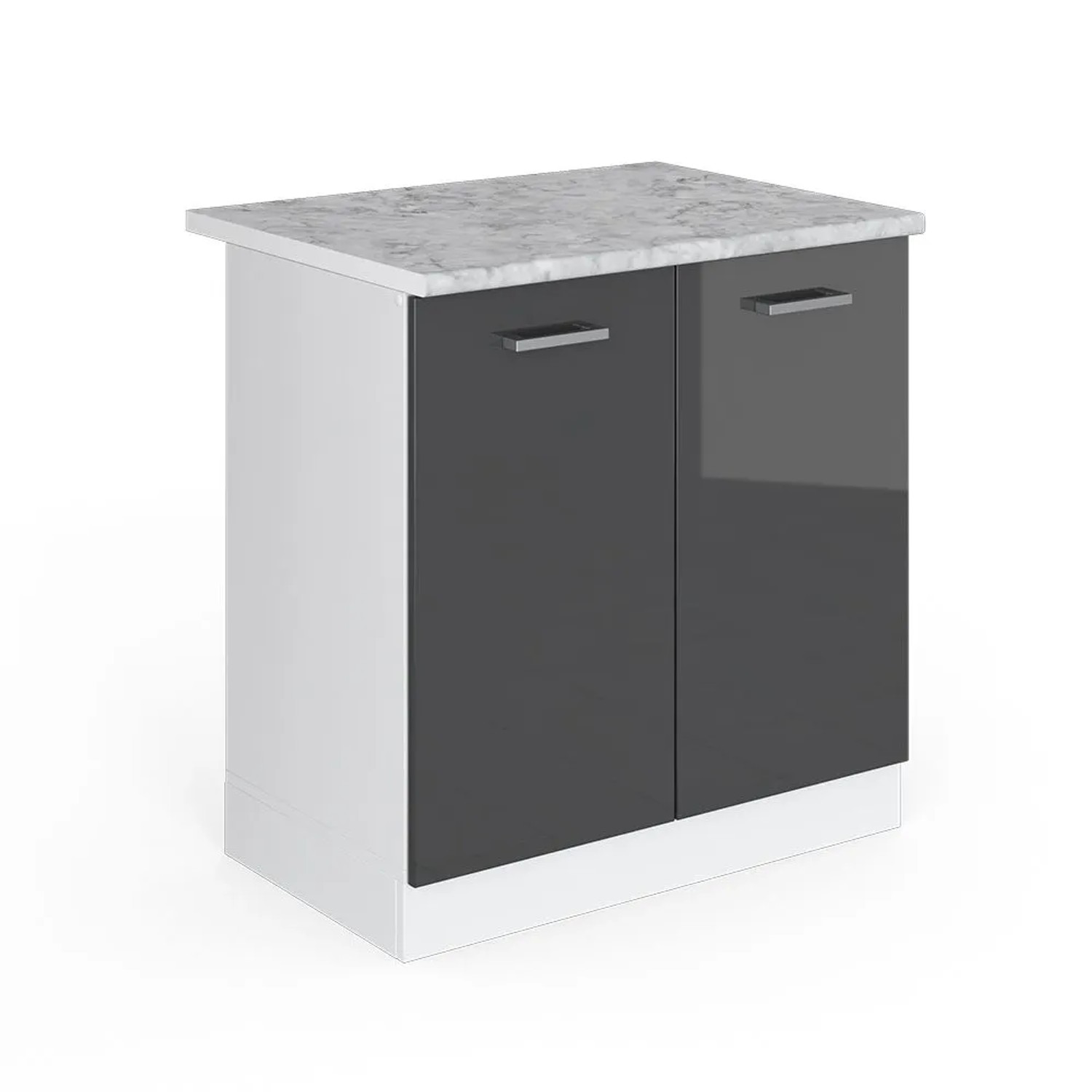 Vicco Spülenunterschrank R-Line Anthrazit Hochglanz Weiß 80 cm AP Marmor