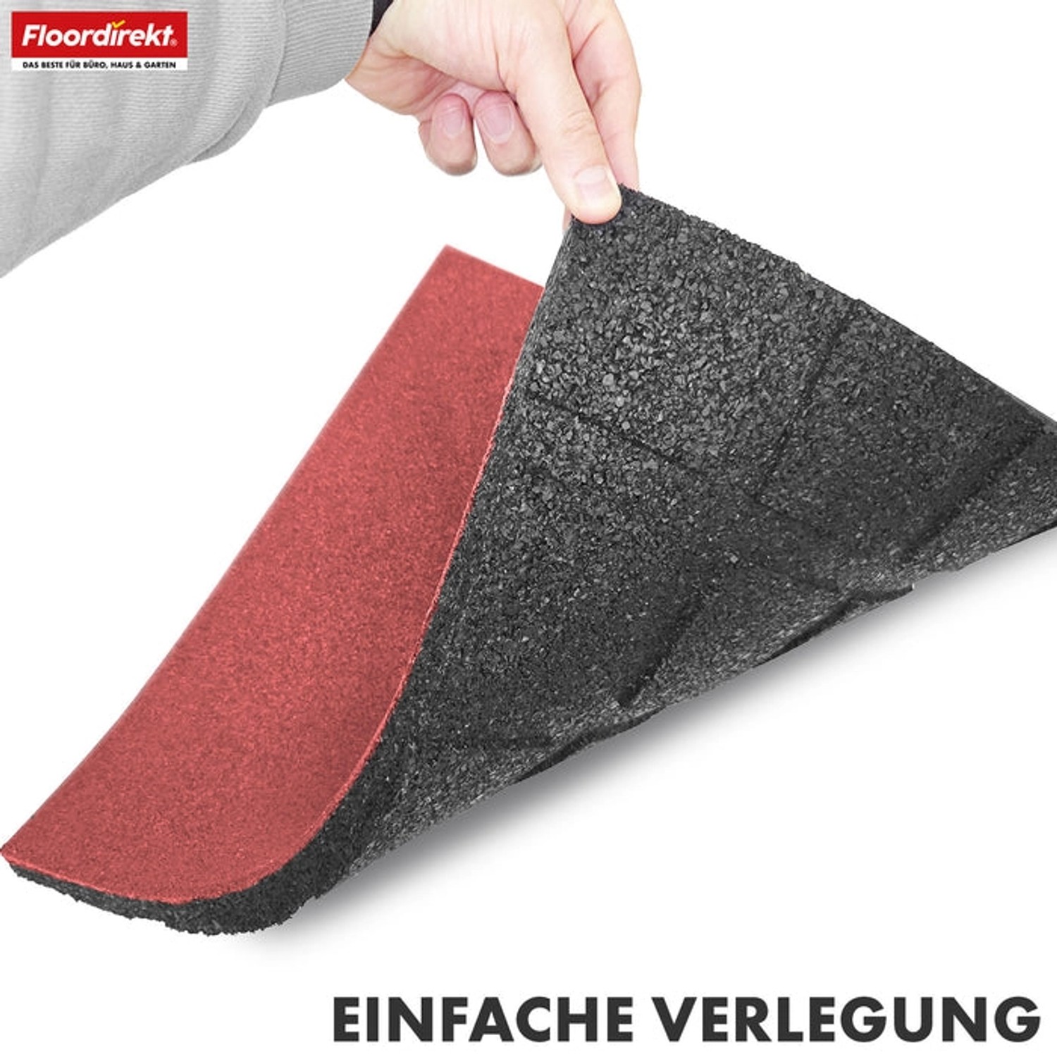 Floordirekt Fallschutzmatte Elastikmatte Fallschutzplatte mit Drainage 50 x 50 x 2,5 cm Rot_6