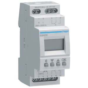 Hager Multifunktions-Zeitschaltuhr mit Bluetooth, 2-Kanal, für flexible Zeitsteuerung.