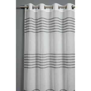 Grauer Bennetti Schal mit Ösen, transparent, mit 3-D Streifen (140x245 cm) für Gardinenstange.