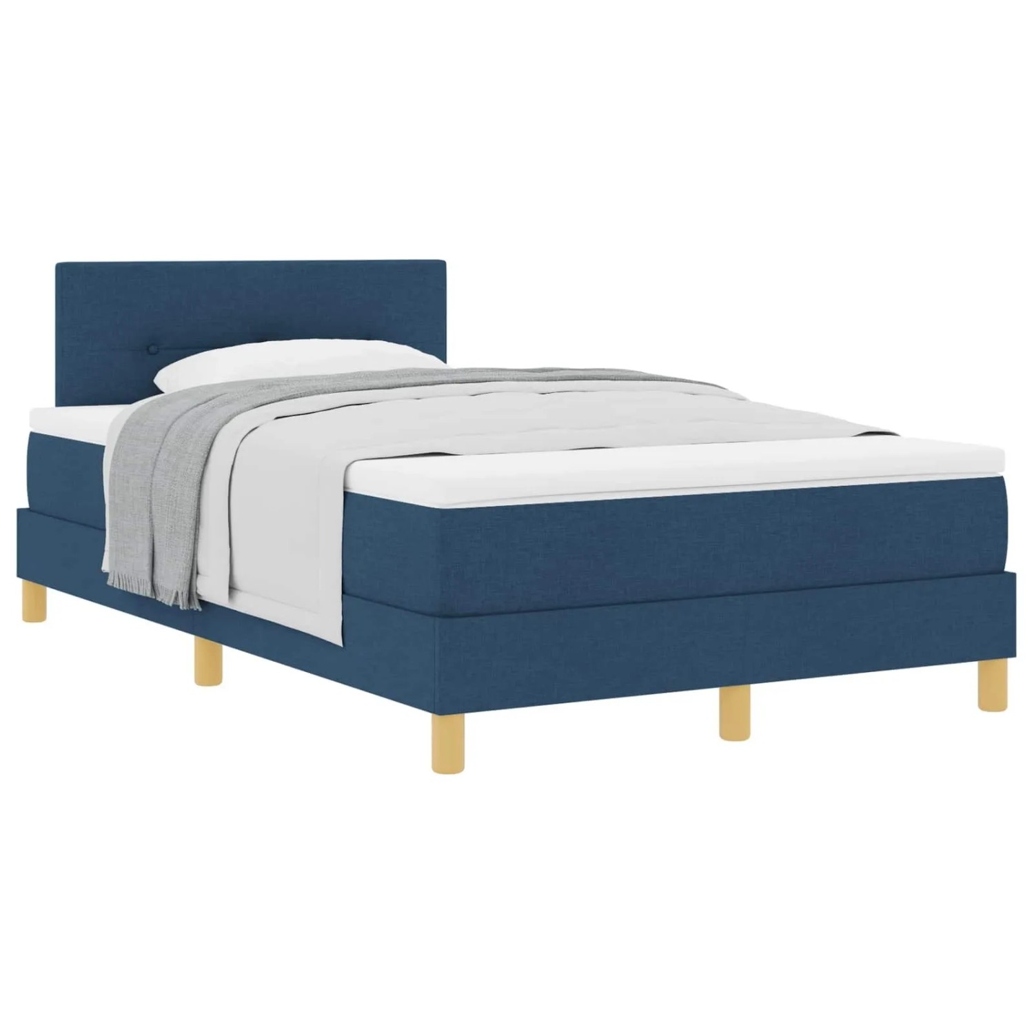 vidaXL Boxspringbett mit Matratze mit Kopfteil Blau 120 x 190 cm Stoff 3338908