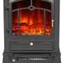 Schwarzer El Fuego Elektrokamin Como mit Heizung und simuliertem Flammenspiel.
