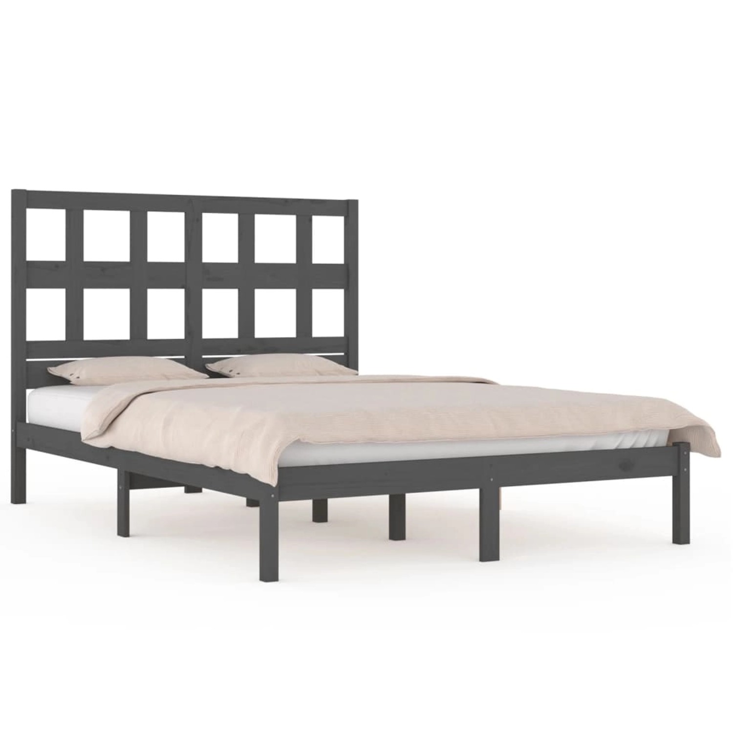 vidaXL Massivholzbett Grau Kiefer 200x200 cm1083828 günstig online kaufen