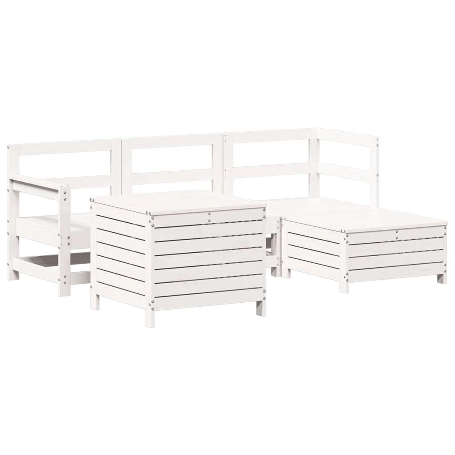 vidaXL 5-Tlg Garten-Sofagarnitur Weiß Massivholz Kiefer 3250493 günstig online kaufen