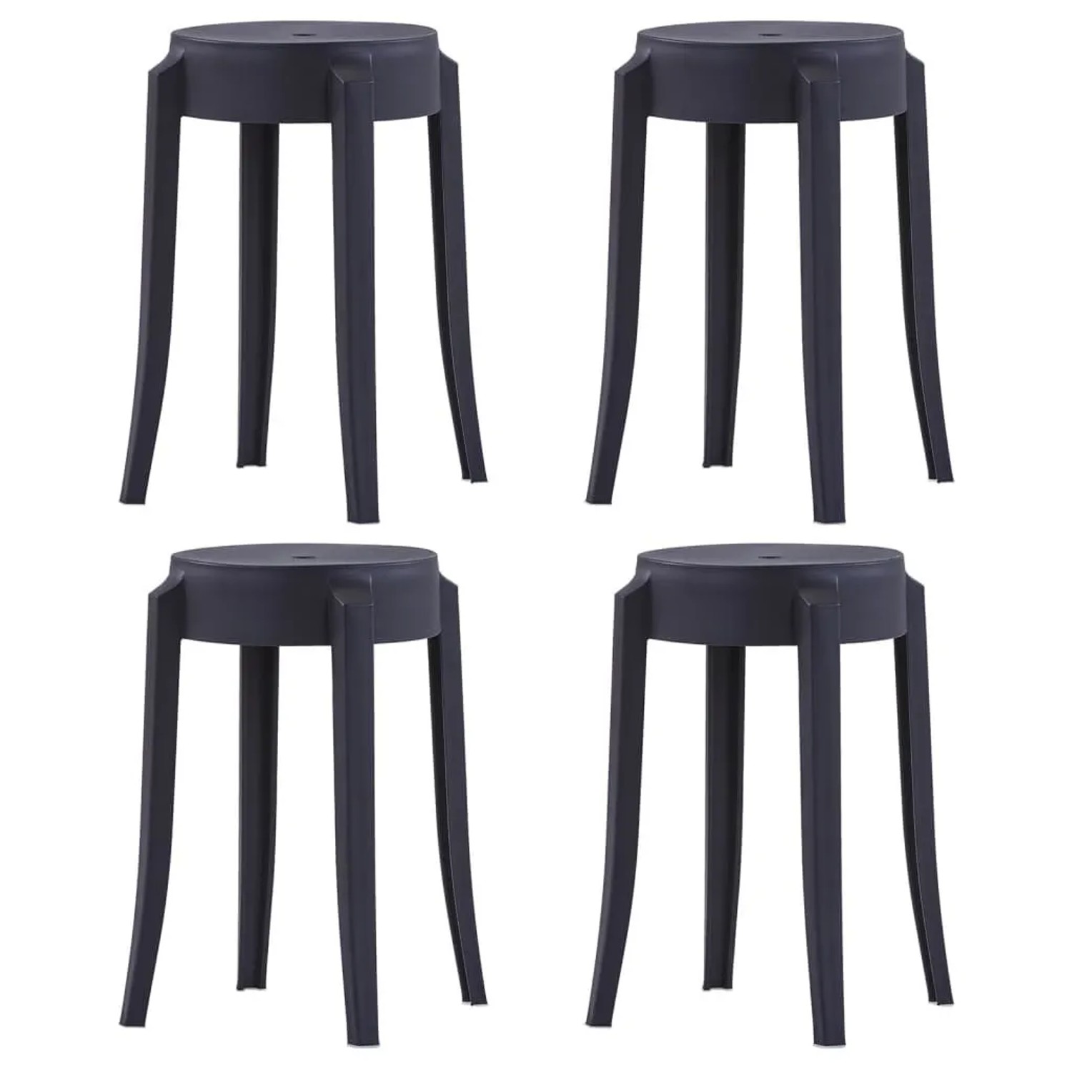 vidaXL Stapelbare Hocker 4 Stk Schwarz Kunststoff 247278