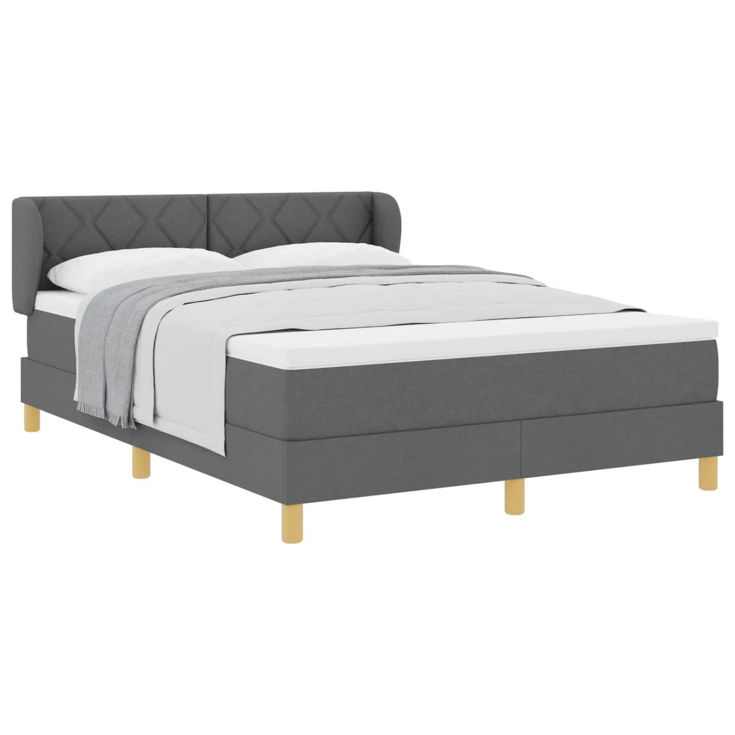 vidaXL Boxspringbett mit Matratze Dunkelgrau 160 x 200 cm Stoff 3340284