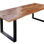 SAM Esstisch mit Baumkante, Mango massiv, 240x100, schwarzes U-Gestell. Naturfarbenes Holz.