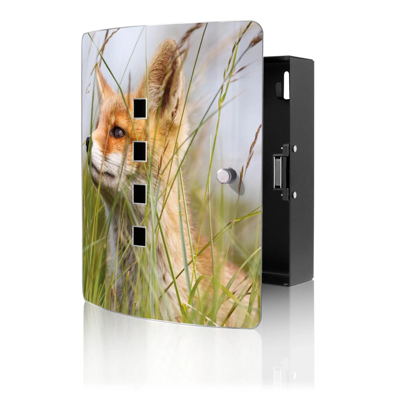Banjado Design Schlüsselkasten Aus Edelstahl Für 10 Schlüssel 24x21,5x7cm Mit Magnetverschluss Motiv Fuchs