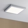 Eckiges Paulmann LED-Panel Abia, 30x30 cm, Chrom matt, an der Decke montiert.