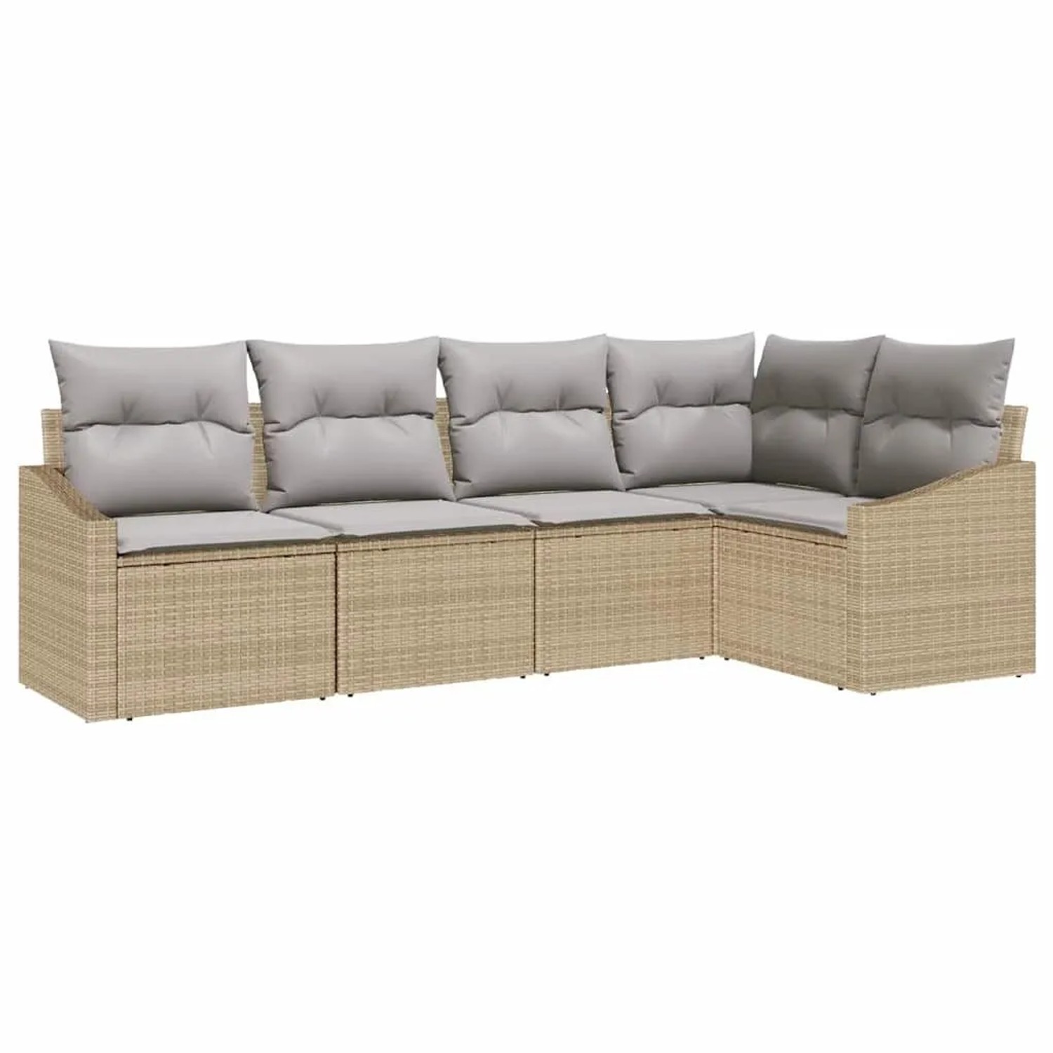 vidaXL Gartensofa-set mit Kissen 5-Tlg Beige und Hellgrau Poly-Rattan 33553 günstig online kaufen