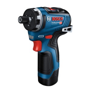 Blauer Bosch Professional Akku-Bohrschrauber GSR 12V-35 HX. Kompaktes Design mit 1/4-Zoll-Bithalter.