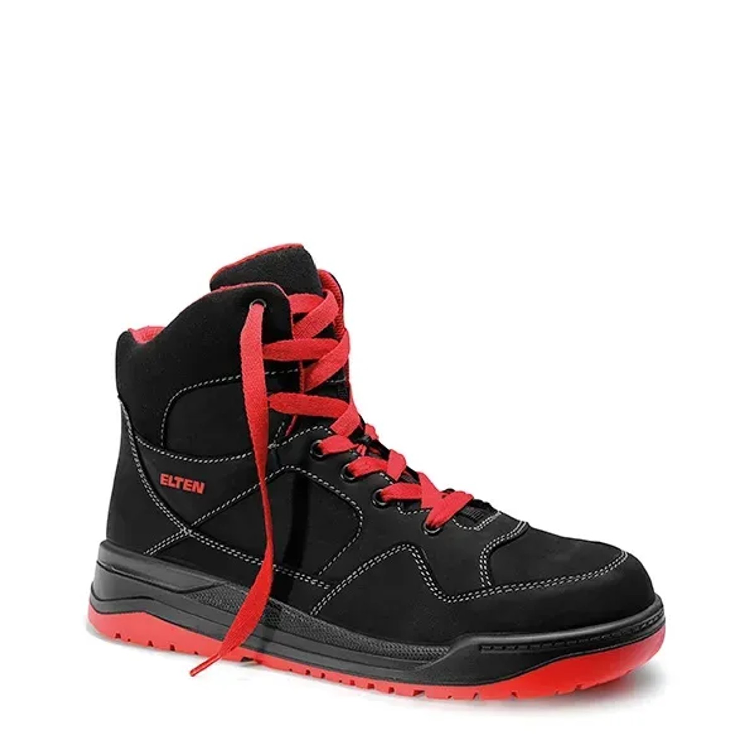 Elten Sicherheitsschnürstiefel Maverick Black-Red Mid Esd S3 Gr. 45